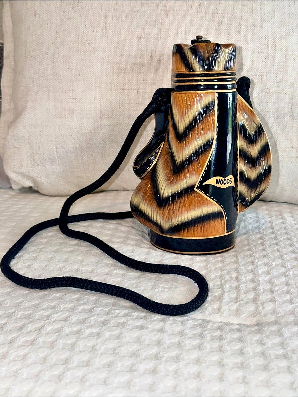 Vintage Timmy Woods Beverly Hills Golf Bag Wooden Purse Collectable